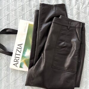 Aritzia WILFRED Nadia  high waist vegan leather pants size 10